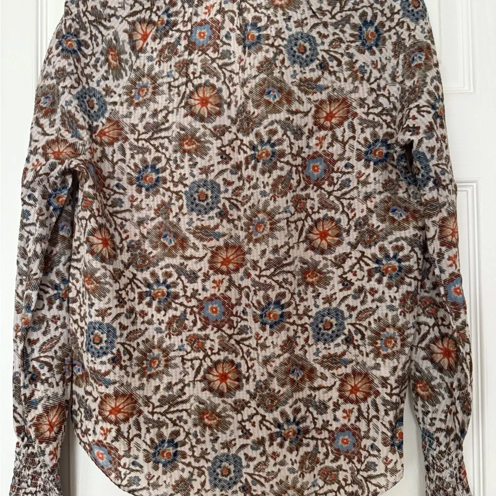 Veronica Beard Brown and Orange Relaxed Blouse with Notched Collar - Picture 5 of 5